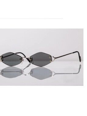 CARTIER RIMLESS SUNGLASSES w/ CASE PLATINUM FRAME GREY LENS